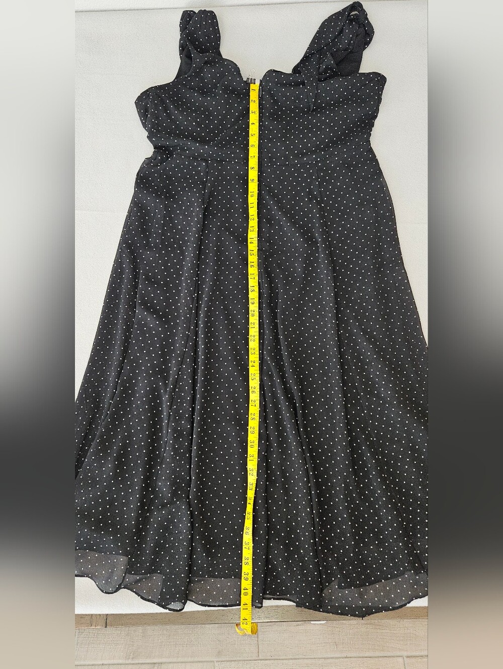 City Chic Women's S/16 Black White Polka Dot Tie Strap Wrap Midi Dress Plus Size - Picture 13 of 14
